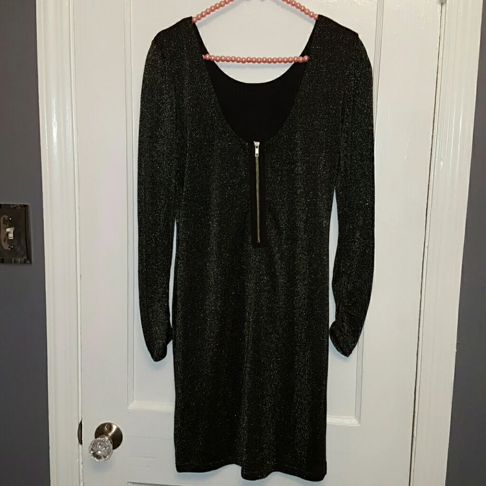 Speechless Black and Gold Mini Dress - Picture 2 of 4